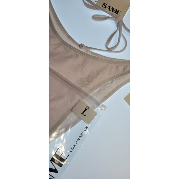 SAME Los Angeles Swim Bikini Set 2Pc Triangke Top High Weist Bottom White Large - Picture 3 of 6